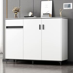 Commode blanche à 8 tiroirs, longue, à quatre larges compartiments, avec station de charge et éclairage LED - Product Image 2