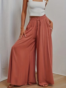 Pantalons amples à jambes larges pour femmes, couleur personnalisée, polyvalents, décontractés, longs, pour le quotidien - Product Image 4
