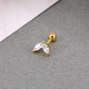 ROXI Pendientes de Cartílago con Zirconia en Forma de Rombo, Oro de 18k y Plata de Ley 925 para Mujer - Product Image 2