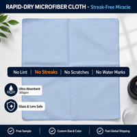 Chiffon en microfibre à séchage rapide, sans traces, sans peluches, sans rayures, pour le nettoyage des verres, des lentilles et des écrans, ultra absorbant, 300 g/m², vente en gros