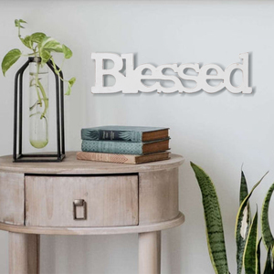 Fatto a mano casale benedetto parola Freestanding segno di ritaglio fatto di legno rustico Home Gallery decorazione <span class=keywords><strong>della</strong></span> parete di legno lettere - Product Image 5