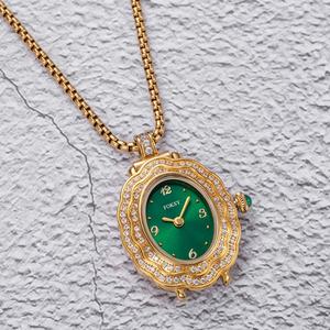 <span class=keywords><strong>Montre</strong></span>-collier en acier inoxydable avec <span class=keywords><strong>pendentif</strong></span> à breloque, cadran à aiguilles à quartz Miyota, bijoux de mode hip-hop personnalisés pour femmes - Product Image 4