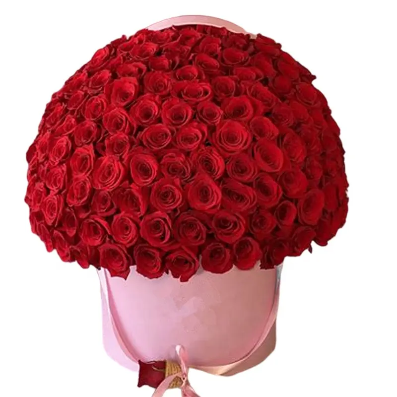 Idee regalo per san valentino s 'venditore caldo 99 rosa grande fiore scatola di modalità di bouquet di fiori rosa rossa conservato in rotonda contenitore di regalo