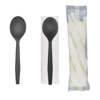 Couteau, fourchette et cuillère jetables compostables Greenday en CPLA avec ensemble crème, sel et poivre pour la restauration