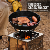 Réchaud de camping pliable en acier inoxydable portable, réchaud fusée, barbecue au charbon de bois avec cendrier et sac de rangement pour l'extérieur
