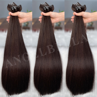 Lots de Cheveux Humains 12A, 20, 22, 24 Pouces, Cheveux Raides Non Traités, 3 Lots, Tissage Rapide, Noir Naturel