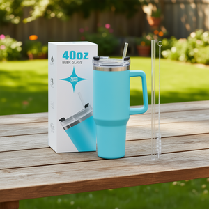 OEM 40oz Stainless Steel Tumbler Handle Lid Straw Insulated Travel <b>Mug</b> LED Temperature Display Eco Friendly BPA Free - Product Image 2