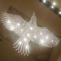Lustre Zeal Lighting personnalisé, design aigle vintage, cristal K9, goutte de pluie, lumière blanc chaud réglable, pour projet hôtelier
