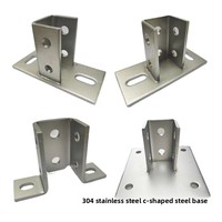Support photovoltaïque en acier inoxydable 304 avec base en C soudée, accessoires de pied de colonne fixe, modèle de pied de fixation pour panneaux solaires