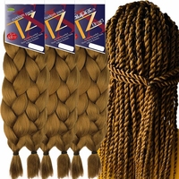 Super TZ Cheveux à tresser pré-étirés de 48 pouces, 2 paquets, Extensions de cheveux synthétiques EZ Jumbo Braids, Yaki Braids, R Box Braids, Twist