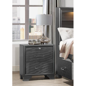Civic Grey Nightstand With Two <b>Drawers</b> Modern Bedroom <b>Storage</b> <b>Drawer</b> Unit - Product Image 5