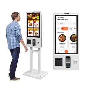 Máquina de pagamento automática com tela de toque POS de 24 27 32 polegadas, terminal de pagamento para fast food, quiosque de auto-pedidos para KFC/Restaurantes