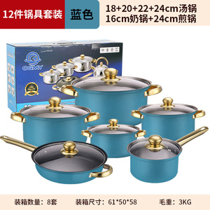 Nhà Sản Xuất Bán Buôn Đồ Dùng Nhà Bếp 12 Mảnh Thiết Lập Đa Chức Năng Thép Không Gỉ Hầm Nồi Với Nồi Bìa - Product Image 6