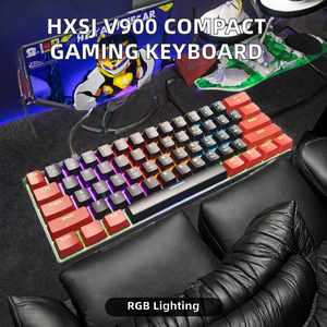 OEM Hxsj V900 61-Phím Có Dây USB 60% Màu Xanh Trục Mini Nhỏ Gọn Chơi Game Bàn Phím Cơ Khí Mới LED Hot Bán Cho Văn Phòng & Chơi Game Sử Dụng - Product Image 2