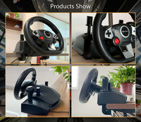 Volant de course C-Star Gaming avec moteur à double vibration programmable, design ergonomique, interface USB-A, rotation à 270° pour