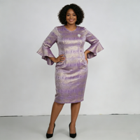 Robe de luxe élégante pour femme américaine grande taille, idéale pour les affaires et l'église, en brocart – Nouvelle collection en promotion