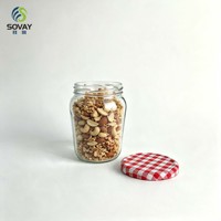 Pot de conservation en verre rond de 500 ml à grand diamètre, avec large ouverture à vis, transparent, pour la conservation des aliments en cuisine