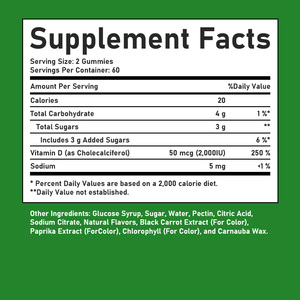 Gomitas de Vitamina D3 de Alta Calidad con Carbohidratos Totales, Potente Limpieza Corporal Diaria, Sabor Delicioso, Gomitas de Apoyo Inmunológico - Product Image 2