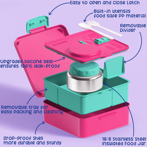 2025 Canard coréen de luxe personnalisé Descartable Petite boîte à lunch portable facile à nettoyer au micro-ondes 60oz avec diviseur et un pot à nourriture - Product Image 3