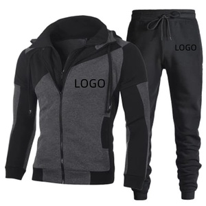 Ensemble deux pièces décontracté pour homme, tendance 2025, sweat-shirt à capuche en polaire avec cordon de serrage, pantalon de survêtement, couleur unie, respirant, sport, automne - Product Image 1