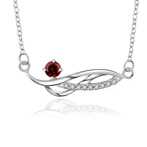 Manufacture women jewelry high quality delicate 925 sterling silver gemstone color cz garnet silver pendant