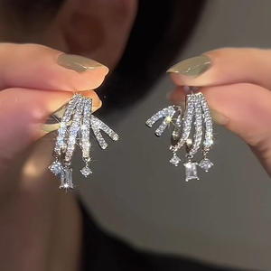 <b>Pavilion</b> White Gold Diamond Earrings Princess Cut Natural Diamonds Luxury Party Women's Jewelry - Product Image 3