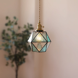 Lampadario retrò in vetro, lampada da tavolo in ottone in stile giapponese per bar e ristoranti, lampada da comodino per camera da letto, stile rustico e nostalgico per homestay. - Product Image 1