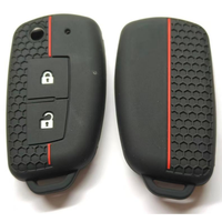 Funda Protectora de Silicona con Diseño de Panal de Abeja y Línea Roja para Llave Inteligente Nissan de 2-5 Botones, Tipo Flip Ovalado