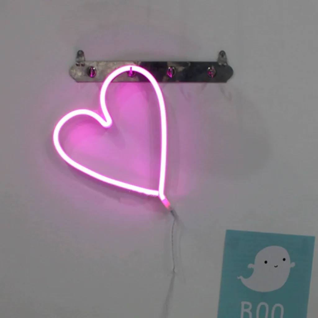 LED Heart Love ป้ายโคมไฟนีออนสําหรับโต๊ะตกแต่งผนังร้านอาหารบาร์สํานักงาน