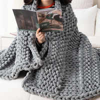 Couverture lestée en coton tricoté à la main, épaisse, confortable, sensorielle, pour l'autisme, en tricot épais