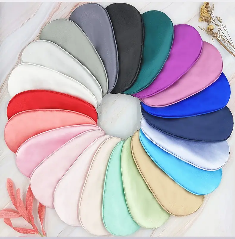 Customized Soft Satin Blindfold Elastic Strap Night Eyeshade Imitate Silk Eyes Cover Satin Silk Eye Sleep Mask For Travel