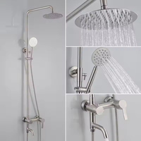 Système de douche thermostatique à effet pluie avec douchette à glissière souple, robinet mural en laiton poli chromé pour salle de bain, idéal pour appartement