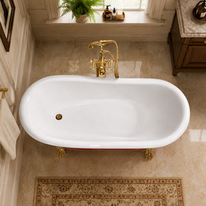 <span class=keywords><strong>Baignoire</strong></span> à pattes de lion rouge bordeaux pour hôtel à thème victorien, 170 cm, pieds de lion dorés, en acrylique, vente directe d'usine, OEM ODM - Product Image 2