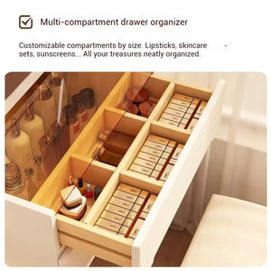 Meuble de chambre à coucher de luxe nordique, table de toilette avec grands tiroirs de rangement, miroir, table de toilette moderne en bois massif durable - Product Image 4