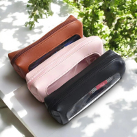 Pochette à crayons en PVC transparent avec fenêtre, en cuir PU, fermeture éclair, design élégant, trousse à maquillage pour étudiants