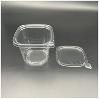 Conteneur carré en plastique PET transparent jetable de 24 oz, anti-effraction, pour biscuits, bonbons, fruits