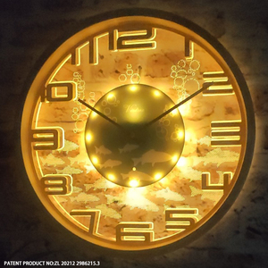 16" Luminous <b>Wall</b> <b>Clock</b> <b>Silent</b> No Ticking Wood Frame Lighted <b>Clock</b> with Smart Sensor to Turn On/Off Lights in Low/Bright Light - Product Image 4