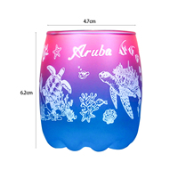Vasos de Vidrio Esmerilado Personalizados con Diseño de Mapa de las Islas, Tortuga, Recuerdo de Bulgaria, Parga, Lanzarote, Aruba