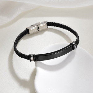 European and American Cross-border OEM Classic Imitation Leather <b>Bracelet</b> Women's Twist Woven <b>Bracelet</b> Couple's Hand <b>Rope</b> - Product Image 4
