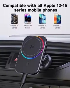 Chất Lượng Cao Qi2 15W Không Dây Magnetic Car Charger Chủ Magnetic Car Núi Sạc <span class=keywords><strong>RGB</strong></span> Ánh Sáng Sạc Xe Hơi Không Dây - Product Image 5