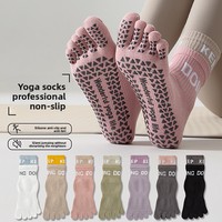Chaussettes de yoga d'intérieur antidérapantes professionnelles en coton pur à cinq doigts tricotées pour le Pilates, la danse et la corde à sauter pour femmes