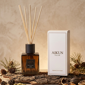 Aikun Low MOQ 3 Day Sampling 7 Day Delivery 500ml Square Sticker Label Long Lasting Scent Amber Glass Reed <b>Diffuser</b> Gift Box Set - Product Image 1