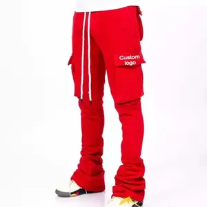 Оптовая продажа, узкие брюки-леггинсы с логотипом на заказ, разноцветные уличные мужские брюки-карго с карманами для мужчин