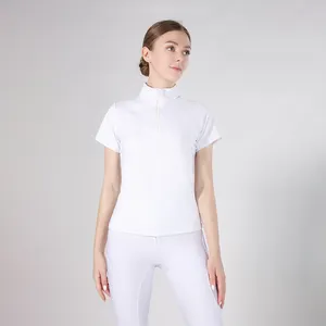 RTS Quick Dry Equestrian Baselayer Short Sleeved Women'S Riding Shirts Equestrian Ladies Short Sleeve Horse Riding Summer
