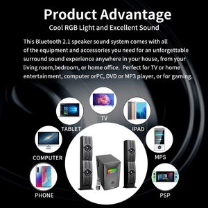 Support CKD SKD Bass Subwoofer 2.1 Home Theater System RGB Sound Multimedia Blue Tooth <b>Wireless</b> Gaming TV <b>PC</b> Computer Speaker - Product Image 6
