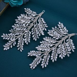 Tocado nupcial de flor de diamantes de imitación hecho a mano, con rama de diamantes, decoración lateral simétrica para peinado de moño, accesorio para el cabello de vestir - Product Image 5