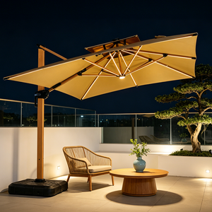 MOJIA <span class=keywords><strong>Parasol</strong></span> Déporté Carré 3x3m Personnalisé avec LED, Parapluie de Terrasse Étanche pour Hôtel et Restaurant - Product Image 3