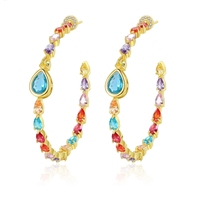 LUOXIN Boucles d'oreilles en zircon coloré à la mode européenne et américaine Accessoires quotidiens pour femmes
