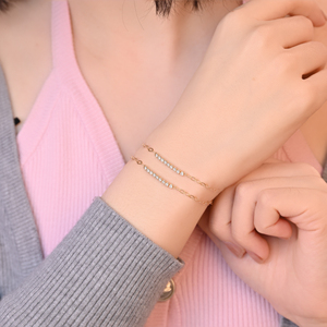 Pulsera de diseño de cadena fina de alta calidad y a la moda, oro sólido de 18 quilates, diamante natural real, pulsera ajustable, regalo de cumpleaños para niñas - Product Image 6
