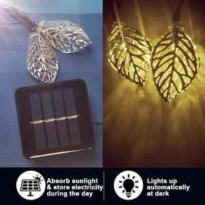 Guirlande solaire à feuilles de fer blanc chaud, étanche, pour décoration de <span class=keywords><strong>jardin</strong></span> extérieur, 30 LED, guirlande lumineuse féerique pour balcon, pergola, treillis - Product Image 4